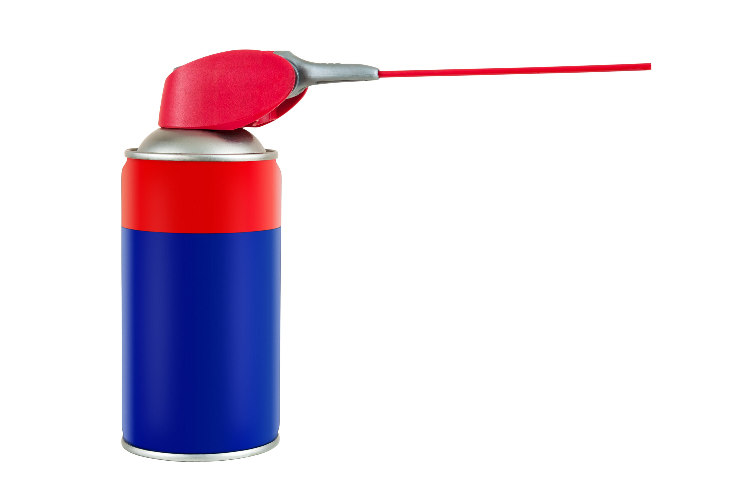 Spray can with plastic pipe